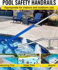 Heavy Duty Stainless Steel Pool Handrail 55 X 32 Inch Setup With Non Slip Nylon Grip near swimming pool, enhancing safety.