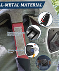 Heavy Duty Magnetic Tool Belt Clip Holster holding hammer, durable aluminum, neodymium magnets, all-metal build shown on waist