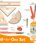 Back To School Geometry Gear For Students With Protractor Compass Rulers And Mechanical Pencil Kit 12 Piece Math Tools
