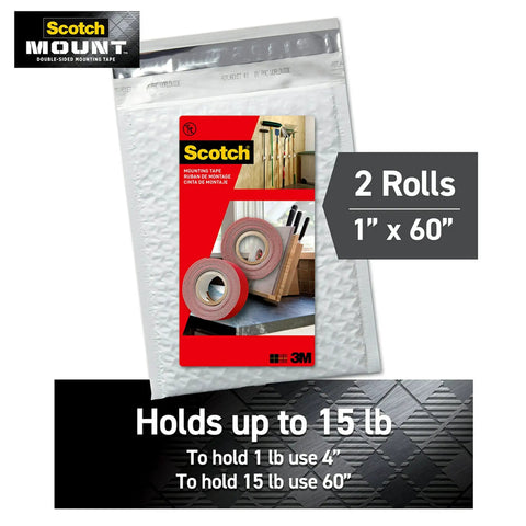 Outdoor Mounting Tape Two Roll Pack 1 Inch By 60 Inch Each Holds Up To 15 Lbs With Quick Bond packaging image