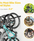 Heavy Duty Wall Mounted Bike Rack With Six Adjustable Hangers On A 78.5 Inch Rail storing multiple bike types