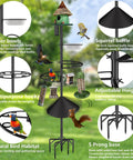 Heavy Duty Bird Feeder Pole Stand 95 Inch Backyard Outdoor Weather Station Pole Kit Adjustable Multifunctional Bird Feeder Set With 5 Prong Base And Solid Metal Mount For Maximum Stability shown with features and specifications.