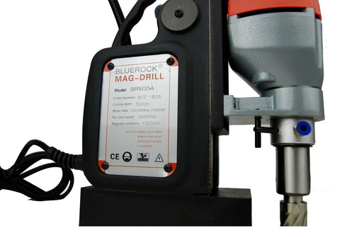 Real Deal Heavy Duty Magnetic Drill Press With Roto Broach Function For Steel Fabrication, showing detailed motor and cutter specs.