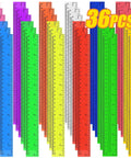36 Pack 12 Inch Multicolor Plastic Rulers Bulk Set Clear Metric Rulers With Centimeters And Inches Straight Measuring Tools
