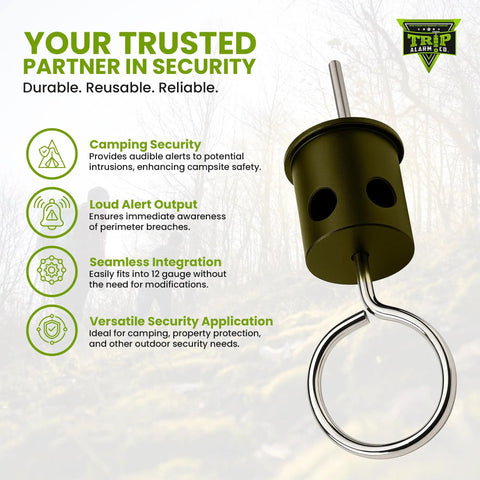 Olive Drab.22 Nailgun Blank Adapter For 12 Gauge Perimeter Trip Wire Alarms with features and benefits highlighted