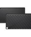 Reversible Cast Iron Grill And Griddle Pan 16.7 By 9.5 Inch Preseasoned Flat Top showing ribbed grill and smooth griddle sides