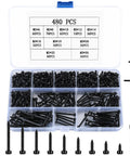 M3 Stainless Steel Hex Socket Cap Screws Kit 480 Pcs Self Tapping Wood Screws Assortment Set Hex Drive Cap Head Black Finish