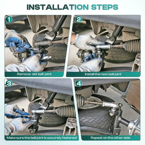 Installation steps for Tie Rod End Kit For Club Car Precedent 2004 Up And Tempo 2018 Up Golf Carts, Gas Or Electric OEM Replacement 102022601 102288301 Durable Ball Joint Set Easy Install Reliable Steering Upgrade
