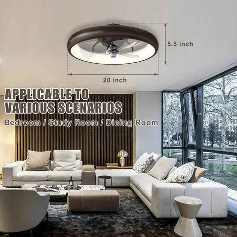 Must Have Ceiling Fan With Remote For Small Bedroom, 20 Inch Low Profile Flush Mount, Black Bronze Finish, in living room