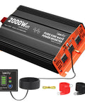 2000 Watt Pure Sine Wave Inverter 12V To 120V With Built In UL Listed Fuse, 3 AC Outlets And USB, Heavy Duty 5AWG Cable, Starlink Ready