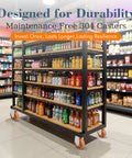 Grocery shelving unit with Rigid 4 Inch Stainless Steel Caster Wheel Set Of 2 For Industrial Use, ideal for hospital and kitchen.