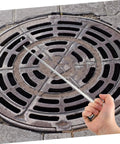 Hand holding Heavy Duty Stainless Steel T-Shaped Manhole Cover Lifting Hook For Rolling Shutter Doors, 19.7 Inch Reach