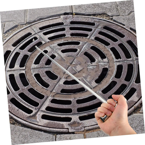 Hand holding Heavy Duty Stainless Steel T-Shaped Manhole Cover Lifting Hook For Rolling Shutter Doors, 19.7 Inch Reach