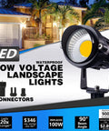 Product image of Low Voltage Landscape Lights 12W LED Outdoor Path Garden Lighting Kit with connectors, 900 lumens.