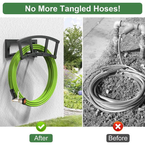 Wall Mounted Garden Hose Holder For Outdoor Use Built To Last Heavy Duty Metal Hose Organizer That Holds Up To 125 Feet Of Hose