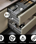 Top Shelf Kitchen Drawer Guide Rollers With Reinforced Steel Brackets And Tough Nylon Wheels For Smooth As Butter Sliding Cabinet Operation Repair Kit Pack Of Four visible in a kitchen drawer.