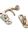 Top Notch Small Hook Latch Featuring Slick Nickel Finish Cabinet Hardware Plus Dead Tight Mounting Screws For Zero Hassle Setup On Wood Pantry Or Storage Doors.
