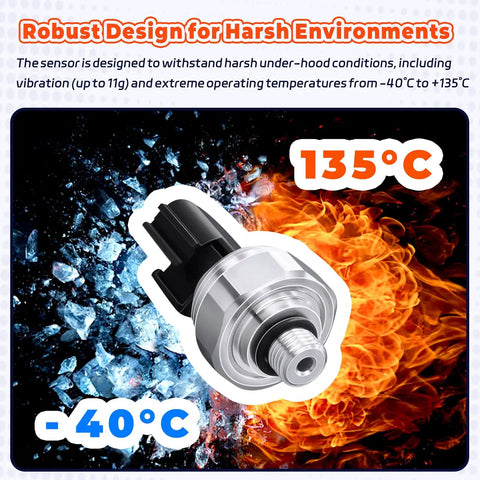 Direct Fit Plug And Play Air Conditioning Pressure Sensor 977213K000 for Hyundai with ice and fire background