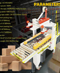 Rock Solid Automatic Carton Sealer Machine For Shipping Boxes And Cases Top And Bottom Continuous Tape Dispenser with adjustable width.