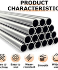 Front view of 304 stainless steel round tubes; silver metal pipes, 1/8 in OD × 10 in.