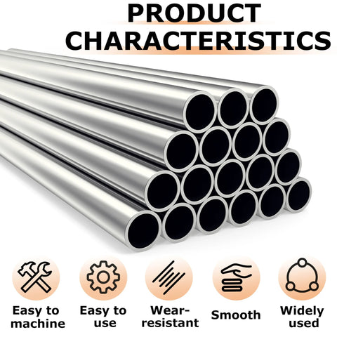 Front view of 5/8 in (16 mm) OD 304 stainless steel round tubes, 10 in long, thick-walled and weldable.