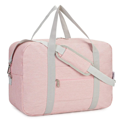 30L Foldable Personal Item Duffel Bag 18x14x8 Inches Pink With Shoulder Strap Packable Travel Tote For Women And Men Fits Under Seat