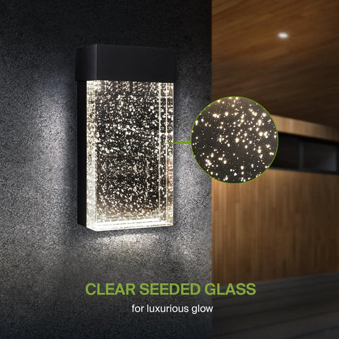 Bubble Glass LED Wall Light Fixture 10 Inch Sleek Dope 10W 400LM 120V 3CCT 3000K-5000K Dimmable Waterproof Exterior Flush Mount Sconce