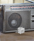 Metal Tape Deck Head Dual Channel Replacement for Cassette Players and Vintage Recorders, Universal Fit, Includes Integrated Support Frame and Button Components next to vintage radio