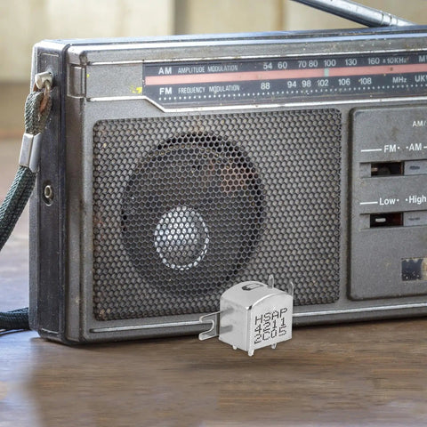 Metal Tape Deck Head Dual Channel Replacement for Cassette Players and Vintage Recorders, Universal Fit, Includes Integrated Support Frame and Button Components next to vintage radio