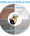 1.5 Inch Ball Caster Wheels Set Of 4 For Furniture, 360 Degree Swivel Top Plate Casters In Gold Finish, shown on various floor types