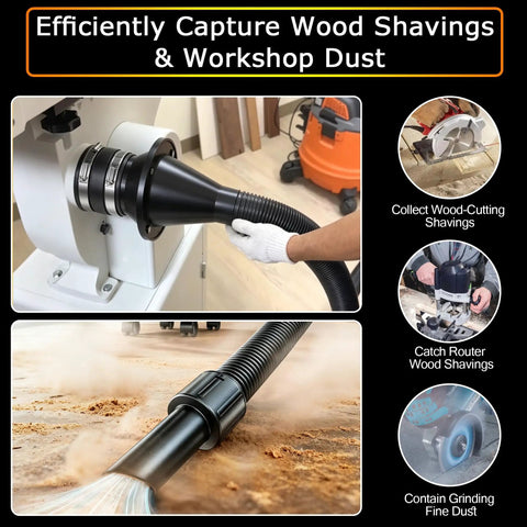 Premium Magnetic Dust Collection Kit For 2 Inch To 2-1/2 Inch Hose Conversion with Quick Connect fitting in use.