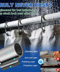 Heavy Duty Adjustable Tension Shower Curtain Rod With Dual End Springs And 3 Inch Non Slip Pads, 1.1 Inch Stainless Steel Tube