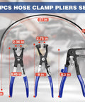 3 Piece Hose Clamp Pliers Set With Pouch Includes Flat Band Angled And Long Reach Wire Spring Clamp Pliers dimensions