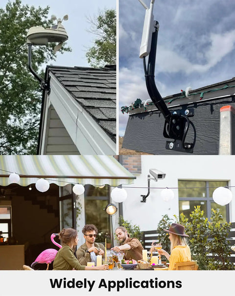Adjustable Antenna Mounting Pole For Indoor Or Outdoor Use on eave and roof with outdoor dining scene with friends