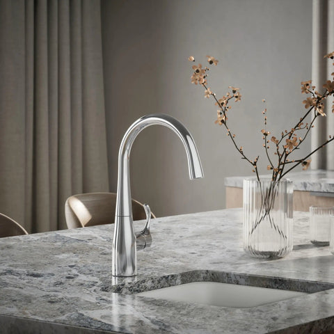 Single Handle Kitchen Bar Faucet for Prep Sink with Single Hole Installation Polished Chrome