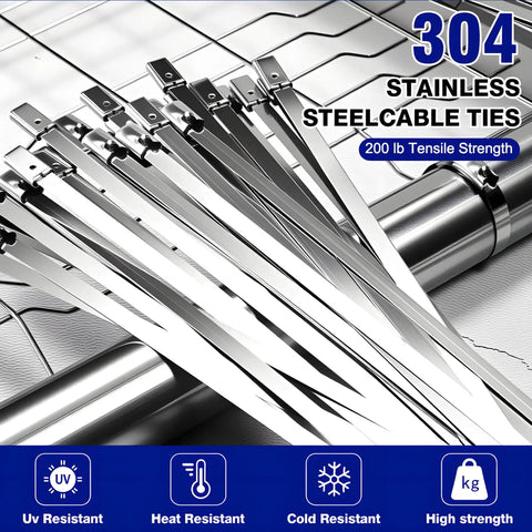 Stainless Steel Cable Tie Gun Kit With 400 Heavy Duty Zip Ties For Outdoor Use 8 And 11.8 Inch Lengths Built Tough Self Locking UV