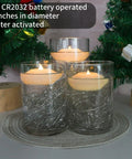 48 Pack Floating LED Candles Water Activated Battery Powered Flameless Flicker Lights For Baby Shower Wedding Home Party Decor displayed in glass vases
