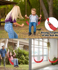 Kids Outdoor Swing Set With Disc Swing, Adjustable Rope Swing in backyard, focusing on durability and soft board toughness.