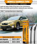 Must Have All Season Windshield Wiper Blades Set For Subaru Crosstrek Impreza 2018 2023 Front and Rear Pack of 3