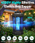 Outdoor And Indoor 3 In 1 4500V Mosquito Killer with Camping Light in garden setting with 365nm UV light attracting insects