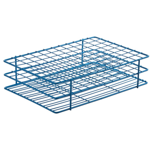 96-Place Test Tube Rack For 16-17mm Tubes With Durable Wire Frame And Chemical-Resistant Blue Epoxy Coating Autoclavable And Made In USA