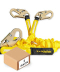 Double Leg Rattler Safety Lanyard 6 Ft Tubular Y-Leg with Internal Shock Absorber, 2 Pack with hooks and packaging visible