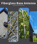 Fiberglass VHF Ham Radio Antenna 17 Inch Base Antenna 136 174 MHz With SO239 Connector mounted in various outdoor settings