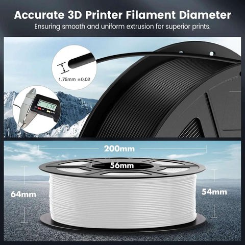 PLA 3D Printer Filament Spool Neatly Wound 1.75mm With 0.02mm Dimensional Accuracy Fits Most FDM Printers Vacuum Packed 1kg