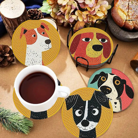 8 Pack Diamond Art Coaster Kit With Holder And Cork Pads, 5D DIY Puppy Diamond Painting Coasters For Adults And Beginners