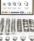 Beefy Stainless Steel Hose Clamp Kit, 45-Piece Assortment With Adjustable Worm Gear Clamps, 6-29mm, in plastic storage box