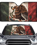 Keep Your Ride Crisp With This Solid Mexican Flag Windshield Sun Shade Universal Fit Car Sun Visor reflecting vibrant eagle design.