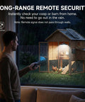 Person using remote to control Badass Sunlight Solar Shed Light With Motion Sensor And Remote Switch 3200 Lumens IP65 Waterproof Hanging Lamp.