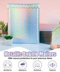 Dope Holographic Bubble Mailers 8 By 12 Inch 25 Pcs Metallic Poly Padded Envelopes displayed with plants and accessories