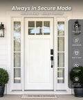 Sick Matte Black Wifi Smart Fingerprint Deadbolt Front Door Lock Built In Wifi Enables Hassle Free App Control and Security Checks without a Hub on a modern front door.